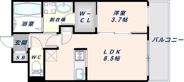 プレサンスNEO長堂アウローラ(1LDK/3階)の間取り写真
