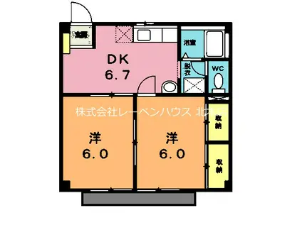 トラッド北本B(2DK/1階)の間取り写真
