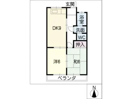 恵ハイツ南(2DK/2階)の間取り写真