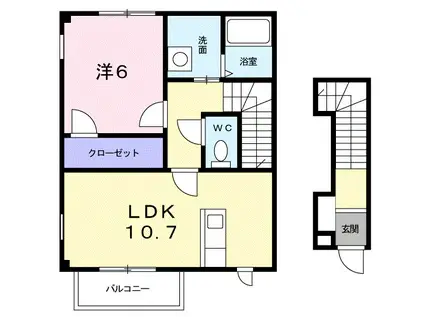 イノセントエンジェル(1LDK/2階)の間取り写真