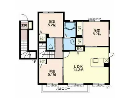 サンライズ パレット(3LDK/2階)の間取り写真