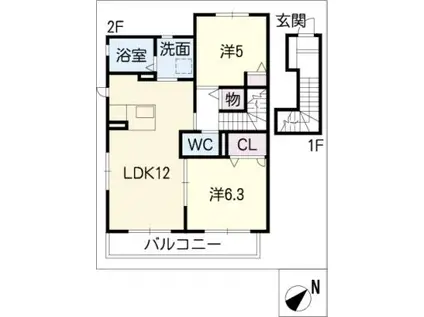 アミコート(2LDK/2階)の間取り写真