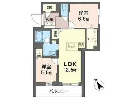 グラストン(2LDK/2階)の間取り写真