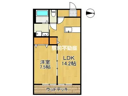 リーフ白壁(1LDK/1階)の間取り写真