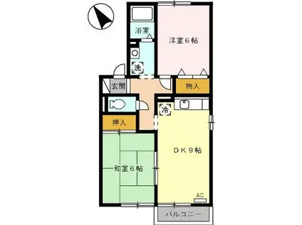 セゾン・デ・浜名(2DK/2階)の間取り写真