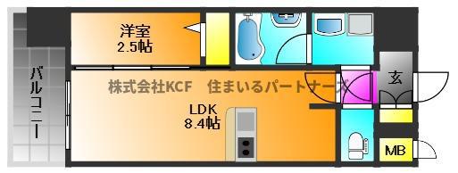 グランフォーレ久留米駅プレミア(1LDK/6階)の間取り写真