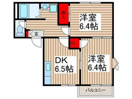 サンヴィレッジ朝霞B(2DK/2階)の間取り写真