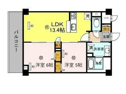 TMSノルド(2LDK/5階)の間取り写真
