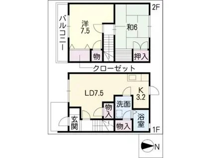 レガーロカルドA(2LDK/2階)の間取り写真