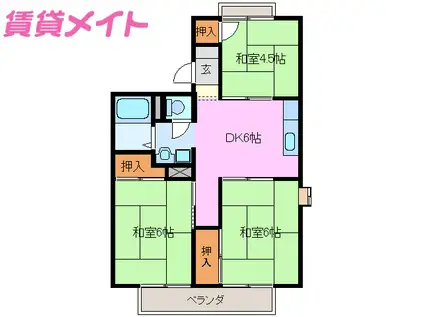 DANDYII(3DK/1階)の間取り写真