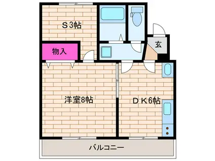 マンション丸塚(1SDK/2階)の間取り写真