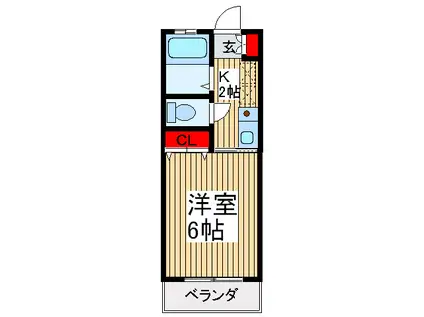 ルミエール(1K/2階)の間取り写真