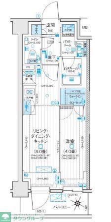 デュオステージ浦和岸町(1LDK/2階)の間取り写真