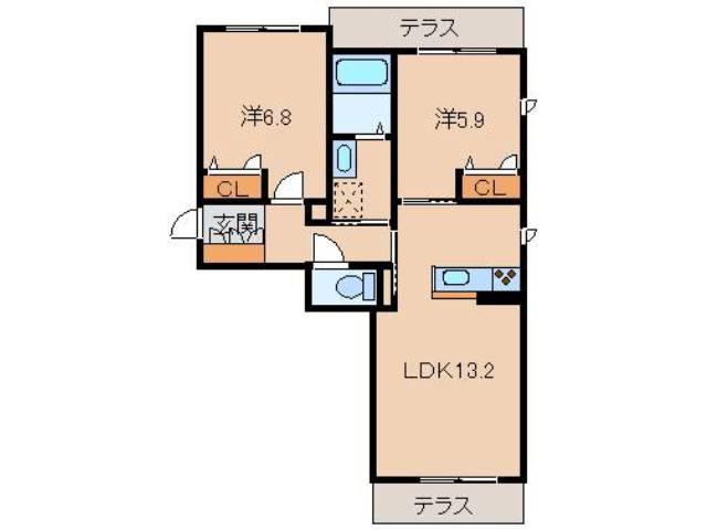ベレオコスモ(2LDK/1階)の間取り写真