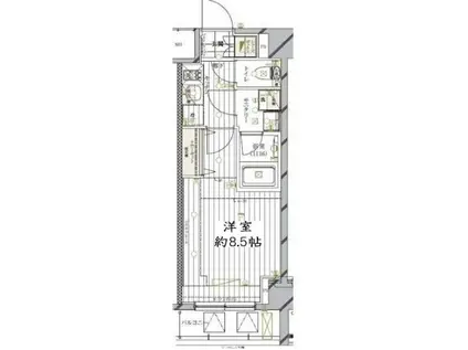 レガリス品川南大井III(1K/2階)の間取り写真