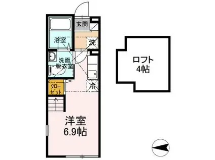 京急本線 生麦駅 徒歩7分 2階建 築14年(ワンルーム/1階)の間取り写真