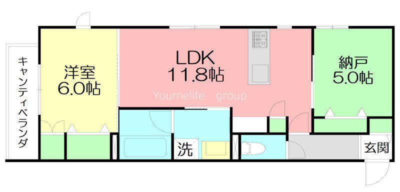 HOUOLI EBINA(1SLDK/2階)の間取り写真