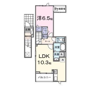 ヒカルサ西東京向台イースト(1LDK/2階)の間取り写真