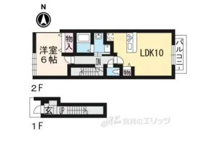 アビタシオン(1LDK/2階)の間取り写真