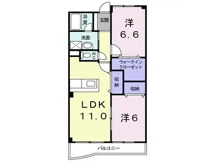 ウィスタリア(2LDK/2階)の間取り写真