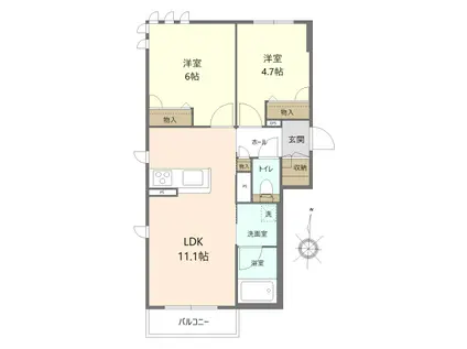 パプリカ(2LDK/2階)の間取り写真