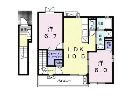 ラ・ルーチェ(2LDK/2階)の間取り写真