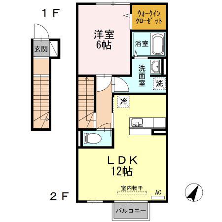 フジレスト(1LDK/2階)の間取り写真