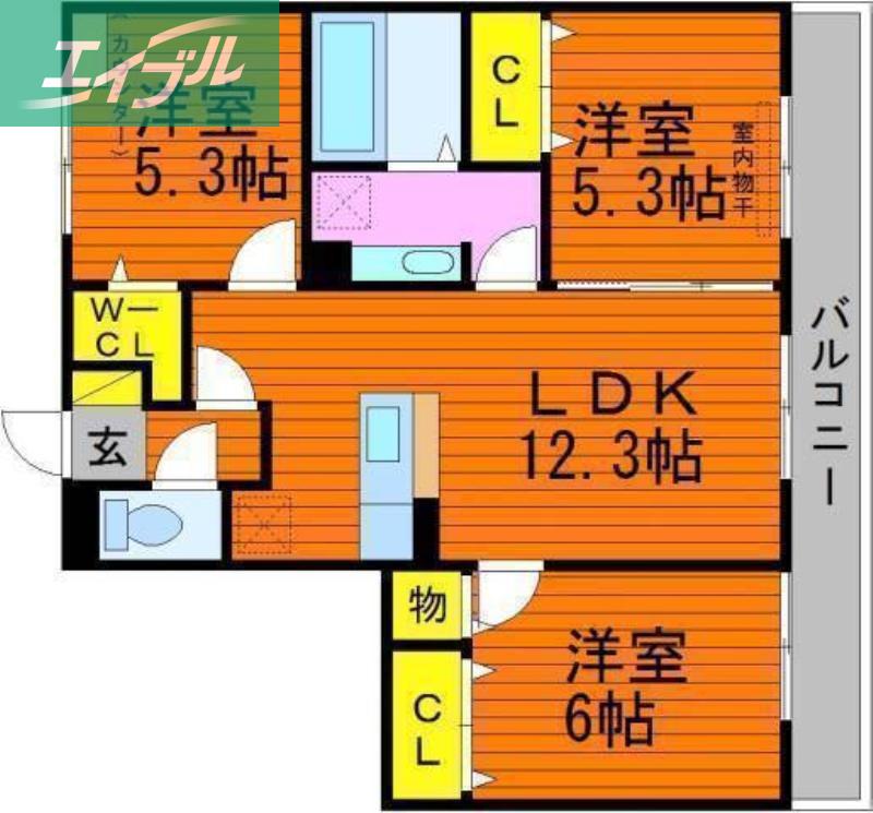 イル ヴィラージュ A棟(3LDK/3階)の間取り写真