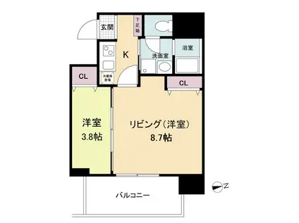 ヴィラ・セレーノ玉造本町(1LDK/12階)の間取り写真