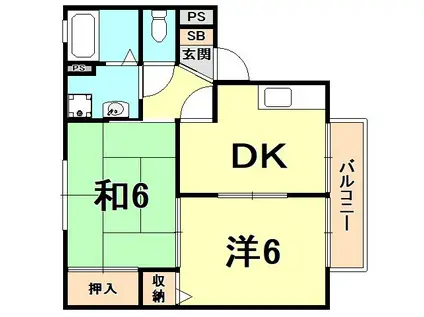 ステラ中須佐(2DK/2階)の間取り写真