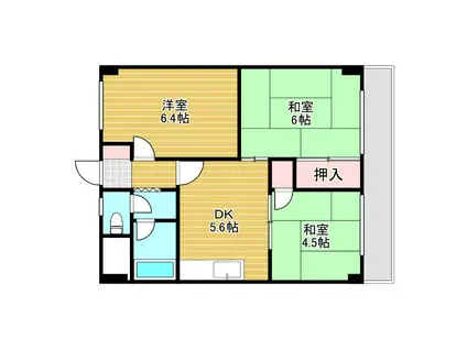 江坂農業会館・江坂大池マンション(3DK/3階)の間取り写真