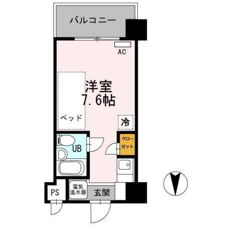ベルハウス(ワンルーム/4階)の間取り写真