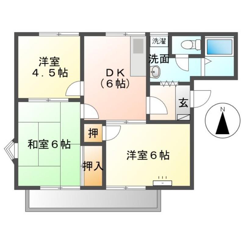 フレグランスラフォーレ(3DK/2階)の間取り写真