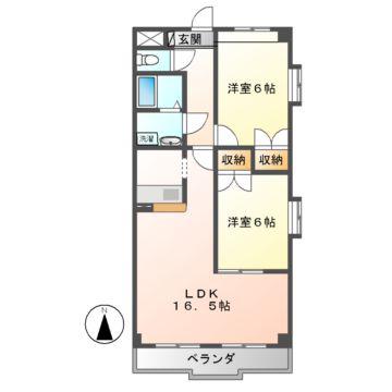 パラディーソ白壁(2LDK/4階)の間取り写真