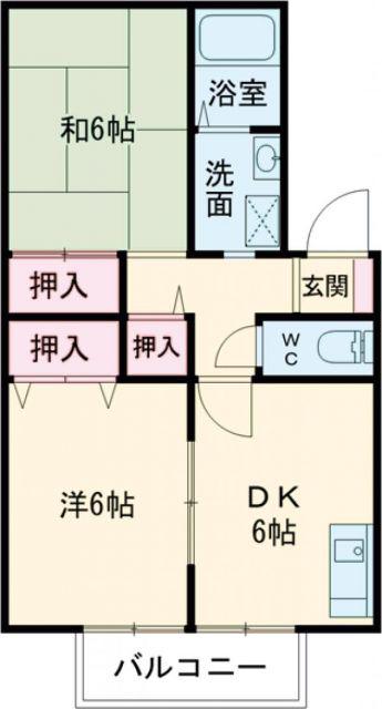 クレールシティA(2DK/1階)の間取り写真