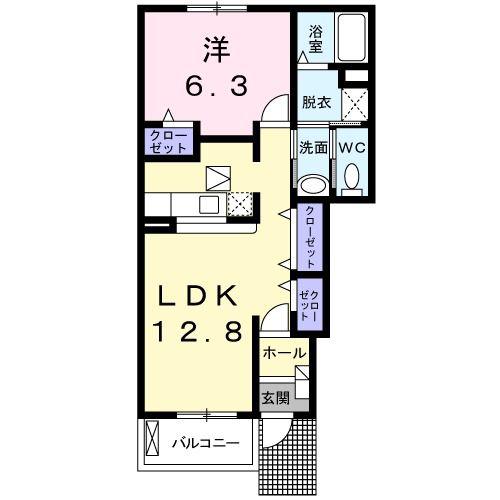 アニメート桜(1LDK/1階)の間取り写真
