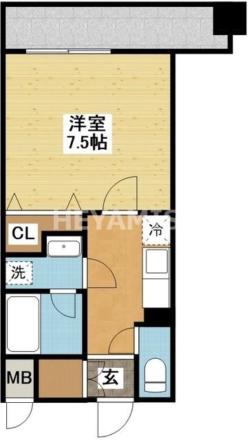 ABITI浜町(1K/4階)の間取り写真