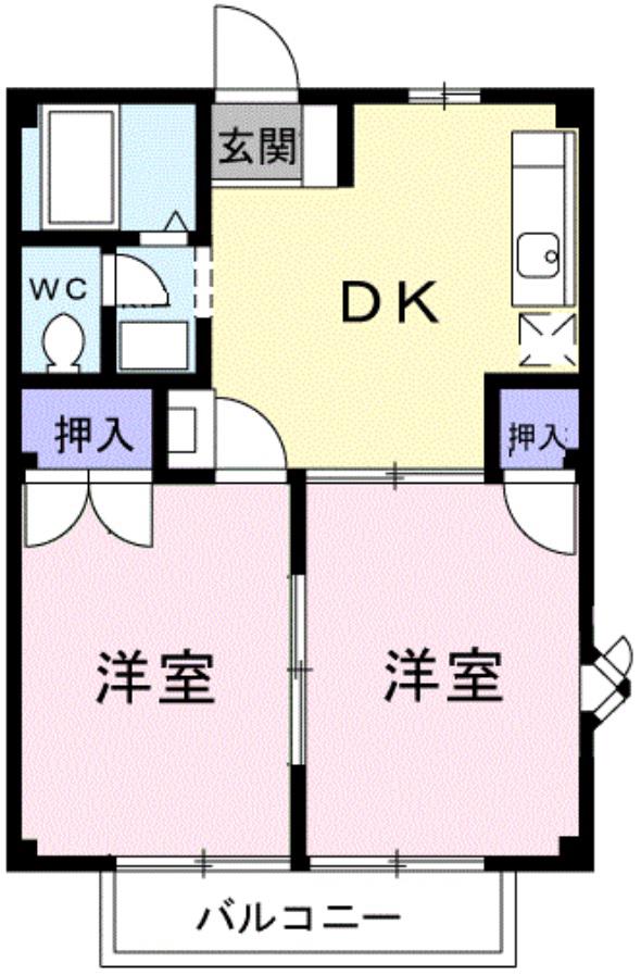 ベルメゾンBB2(2DK/2階)の間取り写真