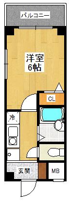 夙川チェリーハウス(1K/2階)の間取り写真