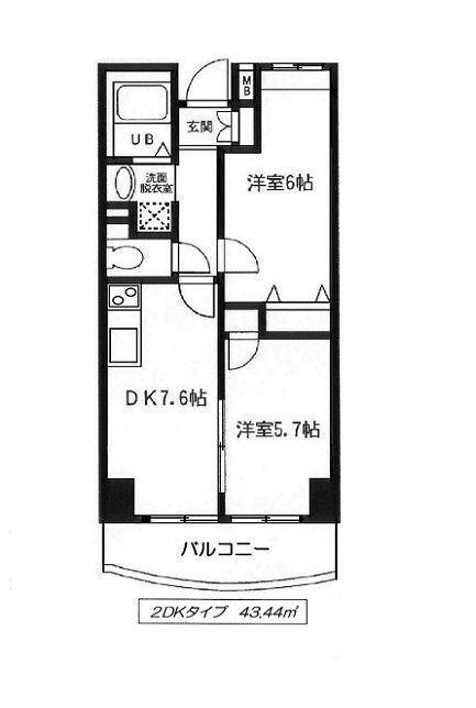 エスペランサ(2DK/4階)の間取り写真