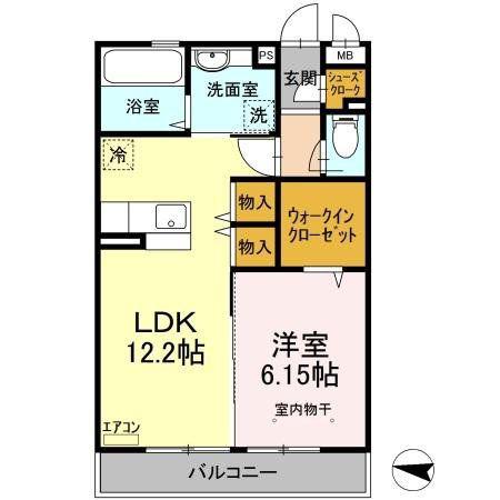 PARK HILLS MIYAKO H(1LDK/2階)の間取り写真