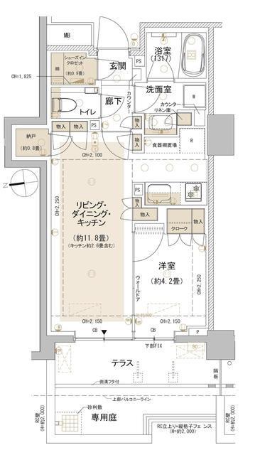 パークホームズ東中野(1LDK/1階)の間取り写真