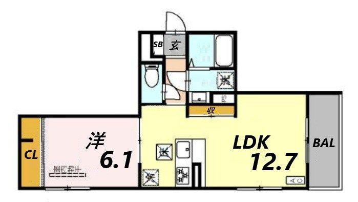 プリメーラ荒田(1LDK/2階)の間取り写真