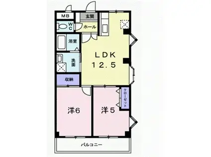 グランドマンション茶うす(2LDK/2階)の間取り写真