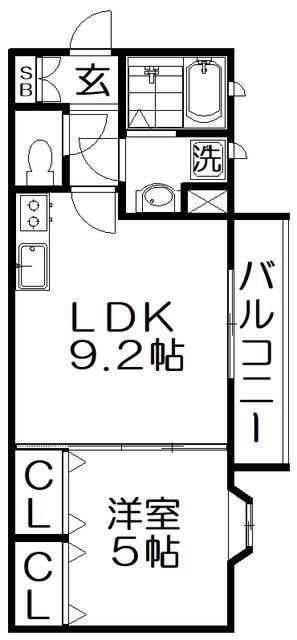 クリエオーレ松丘町(1LDK/1階)の間取り写真