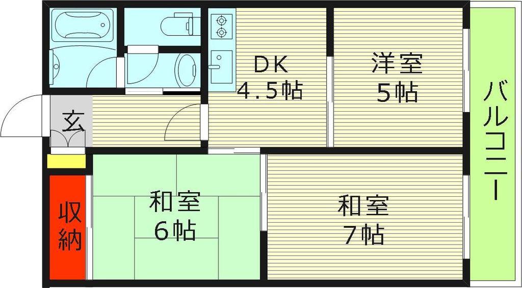 ホワイトハイツ(3DK/1階)の間取り写真