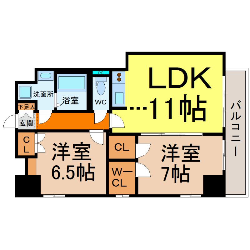 ランドハウス泉(2LDK/2階)の間取り写真