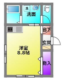 フェリオス(ワンルーム/2階)の間取り写真