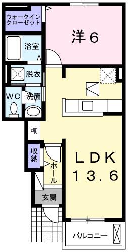 グランチャレットII(1LDK/1階)の間取り写真