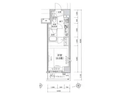 アイル東京深川(1K/6階)の間取り写真